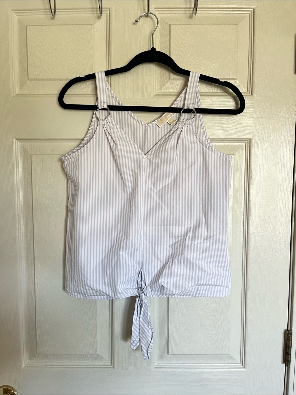 Michael Kors Lavender & White Striped Ring-Accent Sleeveless Tank